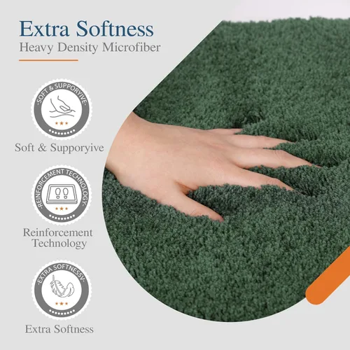 Miniatura 2 de Walensee - Alfombra de baño antideslizante, 16 x 24 pulgadas, verde cazador, absorbente de agua, de microfibra suave, peluda, lavable a máquina