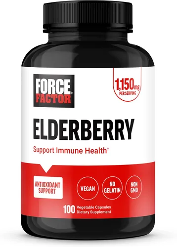 Force Factor Cápsulas de saúco, suplemento inmunológico y suplemento antioxidante para hombres y mujeres, refuerzo diario de la inmunidad, vegano,