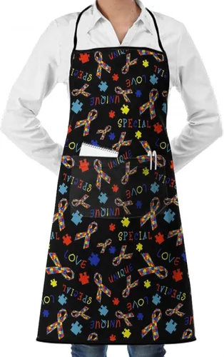 Miniatura 30 de Delantal unisex con cuello ajustable con bolsillos espaciosos y lazos largos