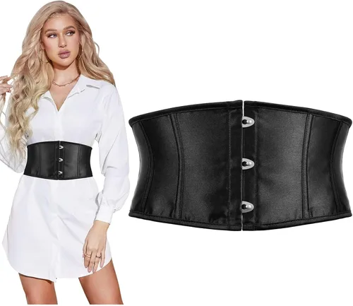 Miniatura 43 de SUOSDEY Cinturón de corsé de jacquard para mujer, corsé pirata steampunk renacentista con cordones y cordones