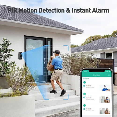 Miniatura 4 de XTU - Cámara de timbre inalámbrica sin suscripción, timbre de video 2K con timbre, audio de 2 vías, alerta instantánea, detección humana, visión