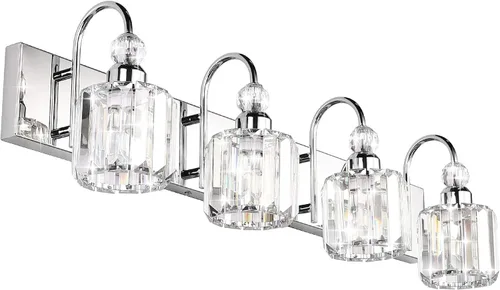 Miniatura 31 de Ralbay - Luces LED modernas de tocador para baño de 5 luces, luces de tocador de cristal sobre espejo, lámparas modernas de tocador para baño