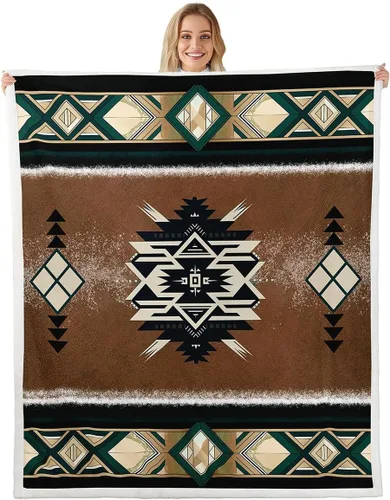 Miniatura 13 de Manfei Manta azteca nativa americana para decoración de habitación de niños y niñas, manta retro tribal geométrica bohemia para sofá, manta de forro