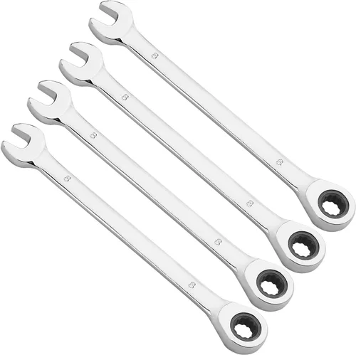 KINJOEK Juego de 4 llaves de trinquete de 0.315 in y 12 PT, llave métrica de trinquete con movimiento de 5° y 72 dientes para proyectos de espacio