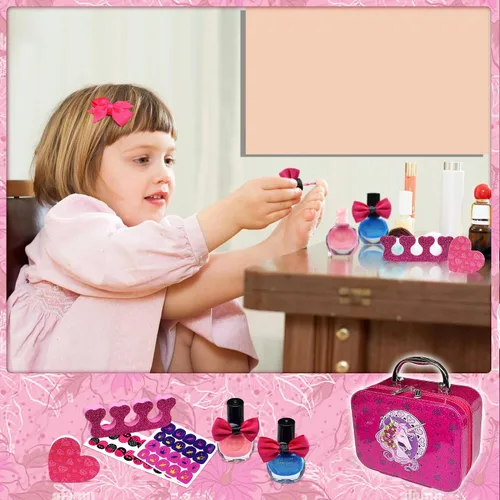 Miniatura 4 de Kit de maquillaje para niños para niñas, kit de maquillaje real, juguetes para niñas pequeñas y no tóxicos, juego de princesa para niños, regalo