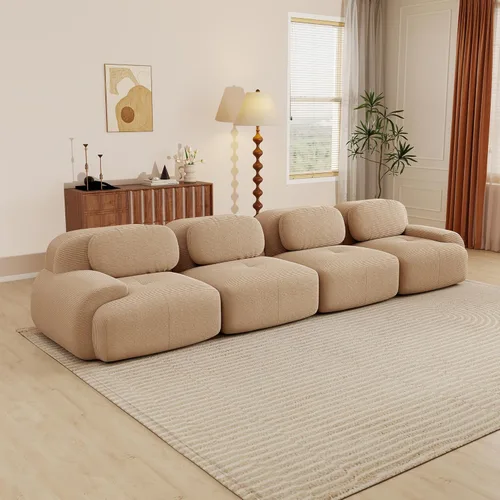 Miniatura 129 de Sofás modulares modulares sin hueso de 82 pulgadas para sala de estar, juego de sofá comprimido de 2 plazas, no requiere montaje, tela de pana, Verde