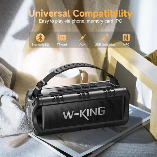 Miniatura 5 de W-KING Altavoces Bluetooth Portátiles Inalámbricos, (60W Pico) 30W RMS IPX6 Altavoz para Exteriores Impermeable Fuerte, 24H, EQ, AUX, Tarjeta TF