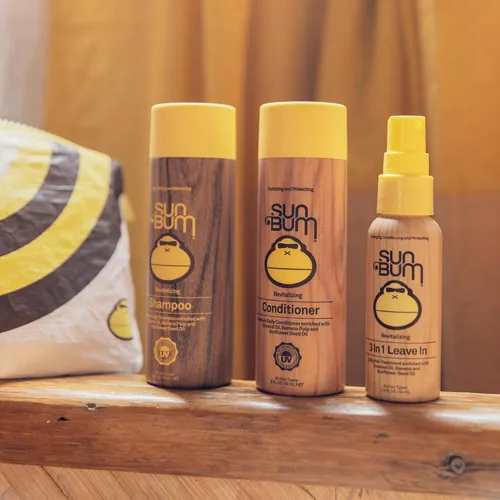 Miniatura 5 de Sun Bum Kit esencial de viaje para el cuidado del cabello, revitaliza tu cabello con champú revitalizante, acondicionador y tratamiento sin enjuague
