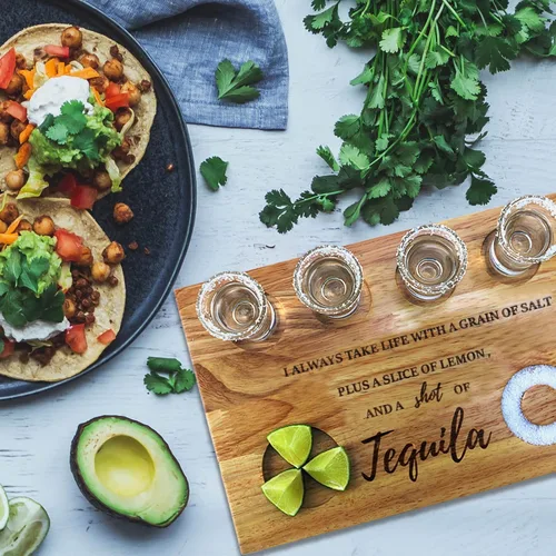 Miniatura 8 de Tabla de chupito de tequila, bandeja para servir vasos con borde de sal, divertido soporte para vasos de chupito, regalos de tequila