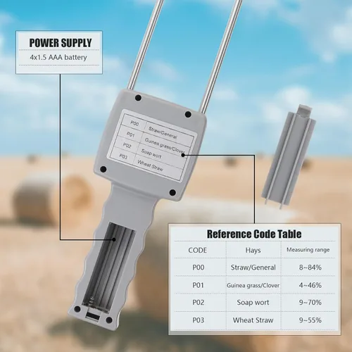 Miniatura 5 de Probador de humedad de heno – Medidor de humedad portátil de doble sonda para heno con compensación de temperatura y humedad – Para balas de heno