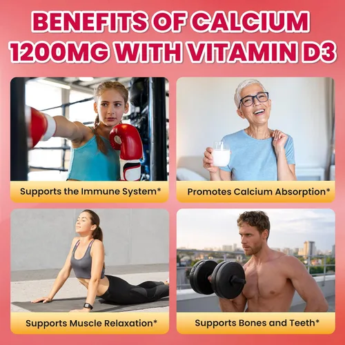 Miniatura 2 de Gomitas de citrato de calcio - Suplementos de 1200 mg de calcio en gomitas para mujeres y hombres con vitamina D3, K2, magnesio, zinc de alta