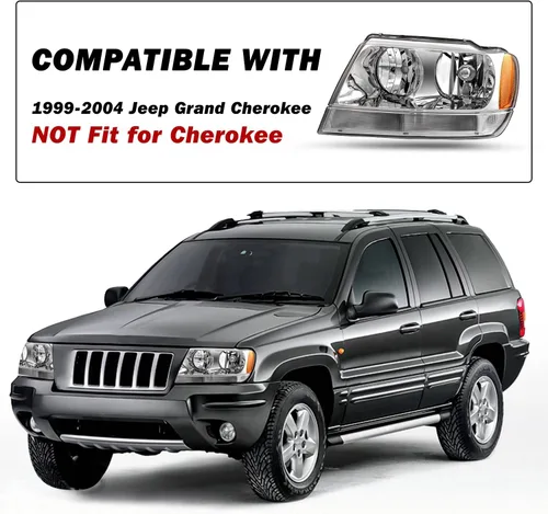 Miniatura 6 de JSBOYAT Conjunto de faros delanteros compatible con Jeep Grand Cherokee 99-04 halógeno de repuesto original para el lado del conductor y del Carcasa