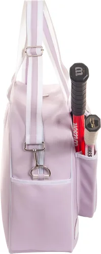 Miniatura 6 de Remobia Hicol Bolso deportivo grande de piel sintética púrpura para mujer, bolsa de hombro para raqueta de tenis, bolsa de mano de tenis para 2