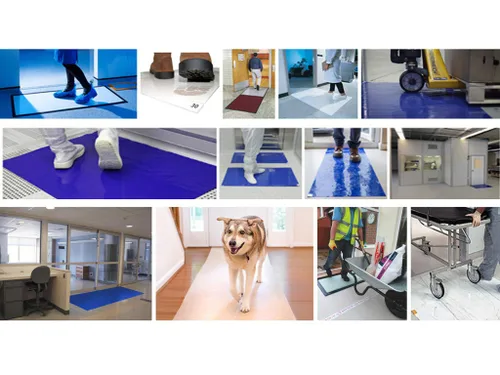 10 alfombrillas/caja, 30 capas por almohadilla, 18 x 36 pulgadas, tapete adhesivo azul 4.5 C, tapetes pegajosos para sala limpia/alfombrillas