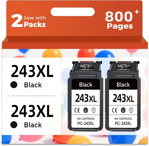 Relcolor 243XL - Cartucho de tinta negro compatible para Canon 243 PG-243 XL PG243 245 245xl PG245 BK para impresoras MX490, MX492, MG2522, MG2922,