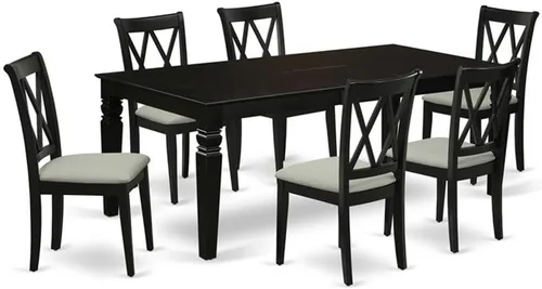 Miniatura 7 de East West Furniture LGCL9-LWH-C Juego de mesa de comedor moderno de 9 piezas, incluye una mesa rectangular de madera con hoja de mariposa y 8 sillas