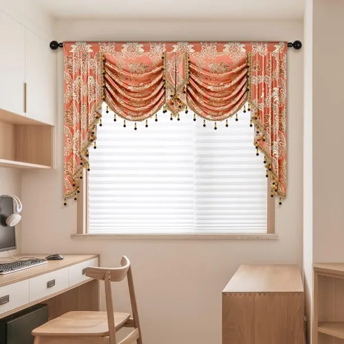 Miniatura 31 de ELKCA - Cenefa de cascada de tejido jacquard para dormitorio, cenefa de cortina de lujo para sala de estar