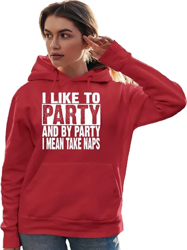 Miniatura 3 de Go All Out Sudadera con capucha con texto en inglés "I Like To Party And By Party I Mean Take Naps