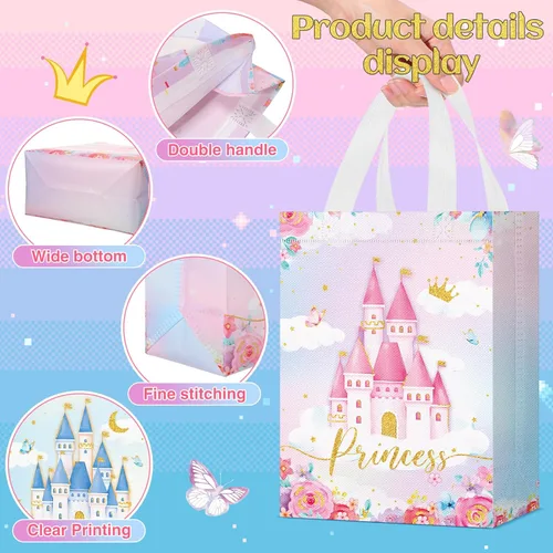 Miniatura 4 de Locmeo 24 bolsas de recuerdo de fiesta con asas reutilizables no tejidas para dulces, bolsas de regalo para niñas y niños, cumpleaños, baby shower