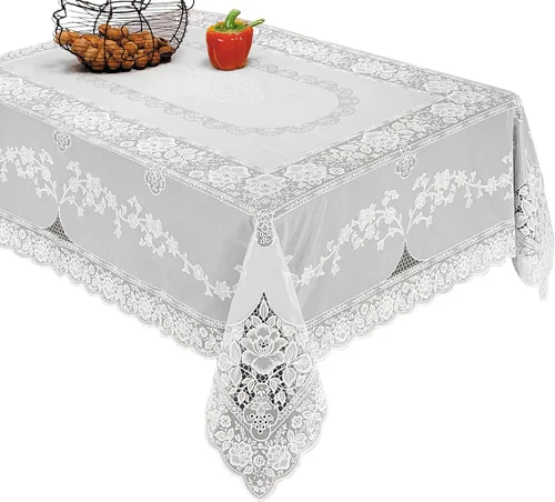 Miniatura 5 de Violet Linen Mantel de encaje de vinilo con diseño de Betenburg, blanco, 60 x 90 pulgadas, oblongo/rectangular