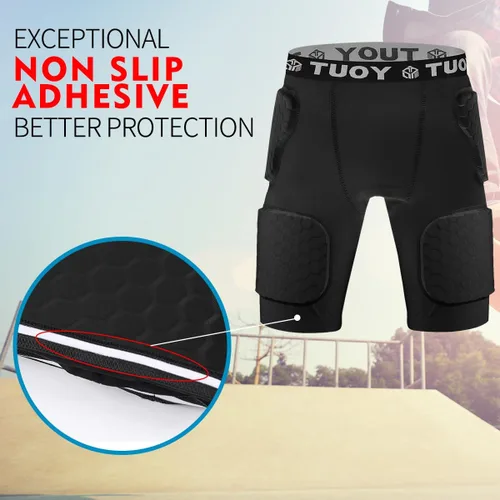 Miniatura 4 de Faja de fútbol acolchada para hombre, 5 almohadillas, almohadillas de fútbol integradas con protector de muslos para fútbol y béisbol