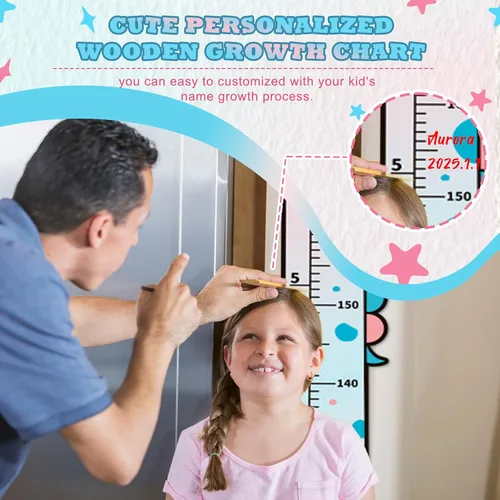 Miniatura 5 de Tabla de crecimiento de madera para niños, tabla de altura de jirafa para niños y niñas, tabla de medición para la altura de los niños