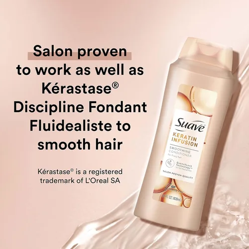 Miniatura 4 de Suave Professionals - Acondicionador alisador para cabello seco con infusión de queratina con control de encrespamiento de 48 horas, 28 onzas