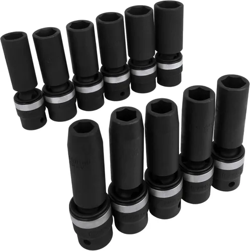Miniatura 6 de Genius Tools Juego de llaves de vaso de impacto giratorias profundas de 1/2" Dr. TG-411MD de 11 piezas