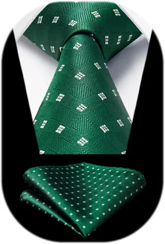 Miniatura 84 de HISDERN Conjunto de corbata a cuadros a cuadros pañuelo tejido clásico formal para hombre corbata y bolsillo cuadrado