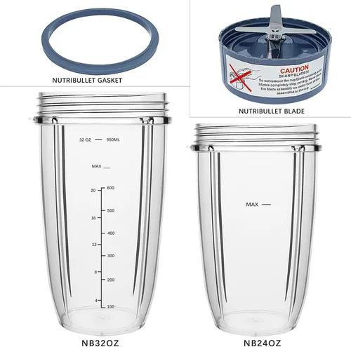 Miniatura 2 de PODCAY Piezas de repuesto para licuadora Nutribullet, tazas de 32 onzas y 24 onzas con cuchilla extractora de repuesto, compatible con licuadoras