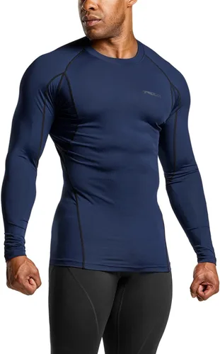 Miniatura 2 de TSLA - Paquete de 1 o 3 camisas de compresión de manga larga FPU 50+ para hombre, camisa de entrenamiento atlético, protector de erupción