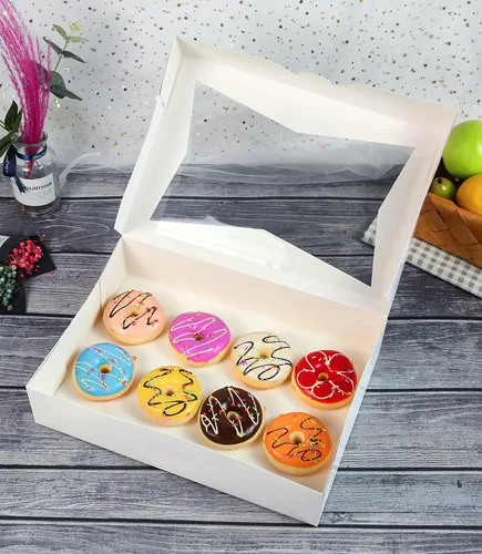 Miniatura 3 de Paquete de 15 cajas blancas de pastelería para panadería de 16 x 11 x 2.75 pulgadas, donas grandes, magdalenas, cajas de galletas con ventana
