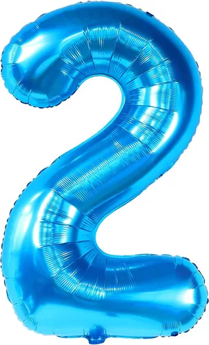 Miniatura 4 de KatchOn, Globo grande azul número 2 de 40 pulgadas Decoraciones de cumpleaños de Baby Shark para niño de 2 años Globo azul número 2 Globo