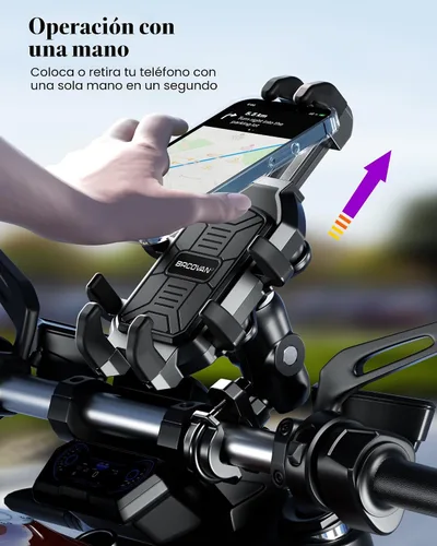 Miniatura 5 de BRCOVAN Soporte para teléfono de motocicleta con amortiguador de vibraciones, soporte anti-sismos para manillar de bicicleta, soporte para teléfono