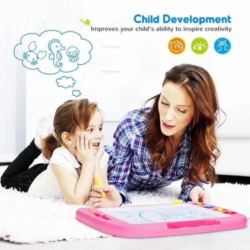 Miniatura 4 de SGILE - Pizarra magnética para dibujar grande, 4 colores, con 4 sellos, para niños pequeños, juguete educativo de aprendizaje, para niños de más