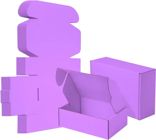 Paquete de 25 Cajas de Envío Pequeñas Moradas de Cartón Corrugado 9x6x3 pulgadas, Caja Corrugada para Embalaje de Pequeños Negocios, Empaque de
