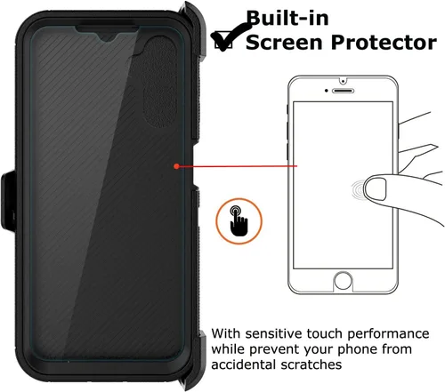 Miniatura 4 de Funda para teléfono Galaxy A14 5G, para Samsung A14 5G con clip para cinturón con [protector de pantalla incorporado] protector de pie resistente a