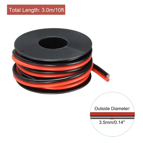 Miniatura 2 de MECCANIXITY Alambre de calibre 14, 2 conductores, alambre de silicona paralelo de 14 AWG, alambre trenzado de alambre de cobre estañado, carrete