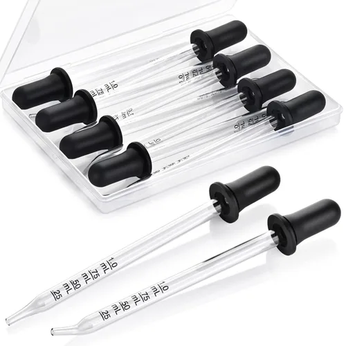 Miniatura 8 de Herain Cuentagotas de Vidrio, Cuentagotas para Oídos y Ojos - Puntas Curvas y Rectas, Cuentagotas de 1ml para Aceites Esenciales, Laboratorio