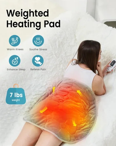 Miniatura 2 de immtree Almohadilla térmica con peso para un alivio más profundo del dolor, 7 libras de tamaño XXXL (29 x 24) con tecnología de calor rápido, mantas