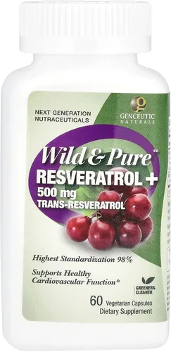 Miniatura 3 de Genceutic Naturals Wild & Pure Resveratrol Cápsulas vegetarianas, 60 unidades Promueve la salud del corazón Anti envejecimiento Bienestar