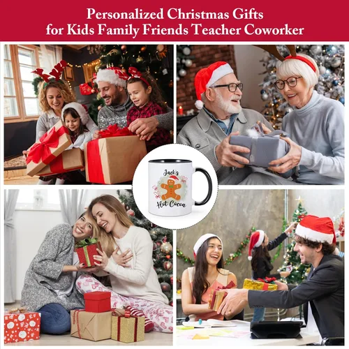 Miniatura 7 de Taza de Navidad con Nombre Personalizado, Tazas de Café de Navidad, Taza de Chocolate Caliente para Niños, Taza de Chocolate de 11 onzas, Taza de Té