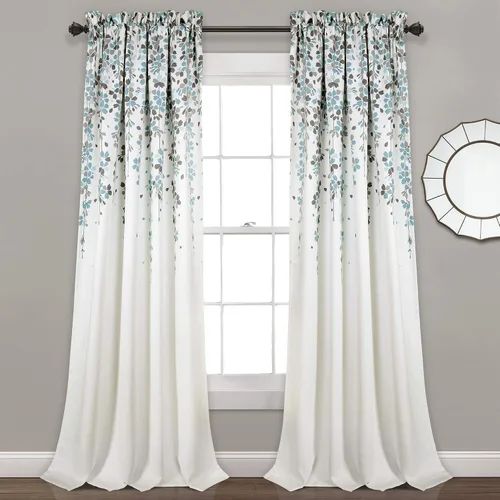 Miniatura 10 de Lush Decor Cenefa para ventana con filtro de luz, colección Weeping Flower, juego de cortinas, un par, 52" de ancho x 95" de largo + 2" de cabecera