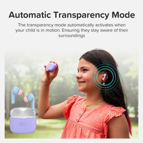 Miniatura 5 de myFirst Carebuds Auriculares para Niños - Auriculares Inalámbricos Bluetooth Verdaderos con Límite de Volumen de 85db, Micrófono, Estuche de Carga