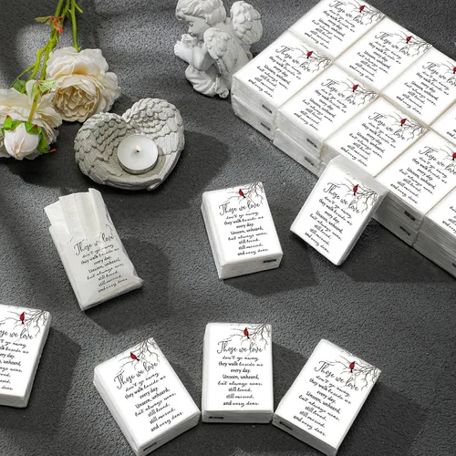 Miniatura 5 de Fumete Paquete de 100 paquetes de papel de seda para funerarios conmemorativos, servilletas de bolsillo para invitados, servilletas de bolsillo