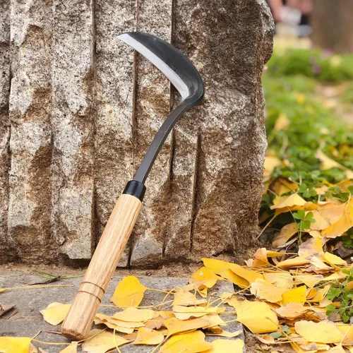 Miniatura 7 de Herramientas japonesas de jardinería de azada de hoz de 13 pulgadas, herramienta de eliminación de malezas de acero de alto carbono, moldeo de una