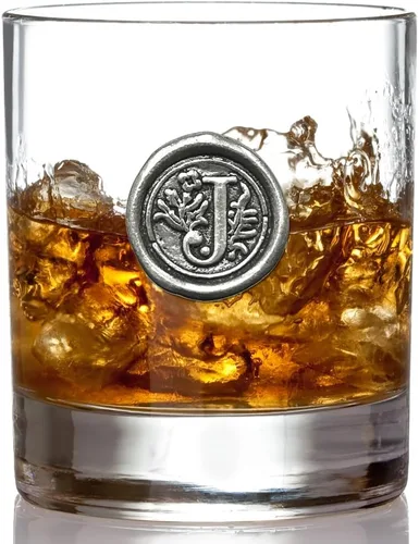 Miniatura 4 de English Pewter Company Vaso de Whisky Old Fashioned Rocks de 11 onzas con Inicial de Monograma - Regalos Únicos para Hombres - Regalos