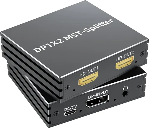 Miniatura 7 de Divisor Displayport a doble DP 4K a 144Hz/120Hz para monitores duales, soporta extensión MST, modo espejo SST 1 en 2 salidas para proyector de DP a