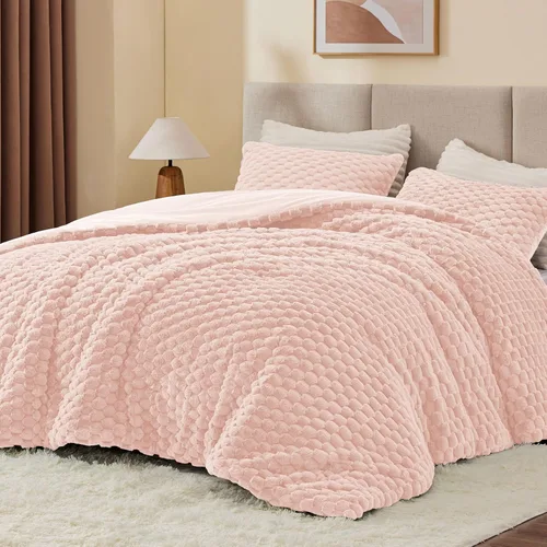 Miniatura 8 de BEDELITE Juego de Edredón Esponjoso Twin - Edredón Suave de Vellón Beige para Cama Twin, Juego de Ropa de Cama Lujoso y Cálido para Invierno, Juego