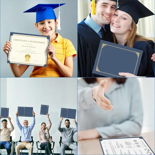 Miniatura 5 de HAUTOCO Portacertificados 50 Paquetes Azul Marino Cubiertas de Diploma con Borde de Lámina Dorada Portacertificados para Certificados de Premio